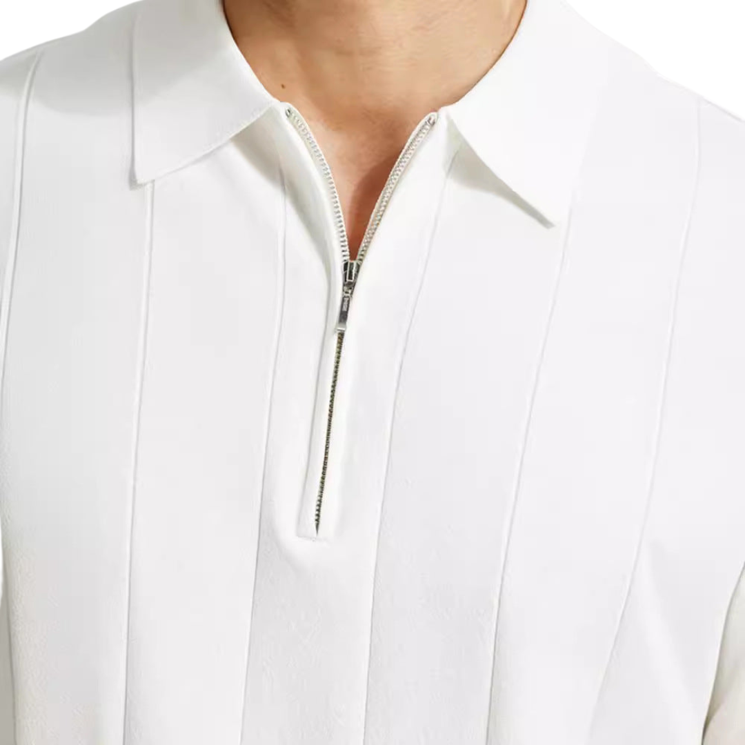 Striped Half-Zip Polo