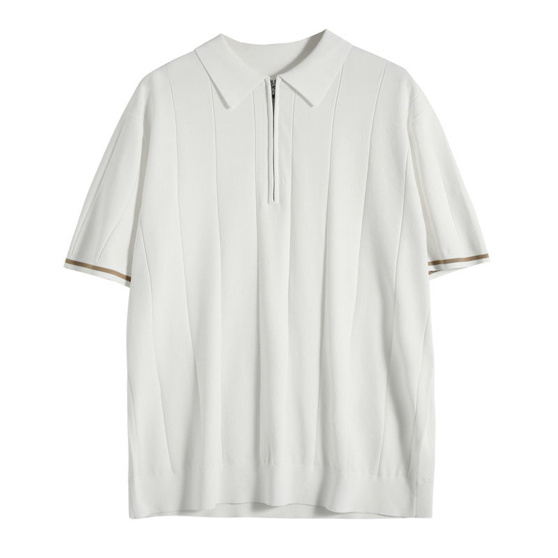 Striped Half-Zip Polo