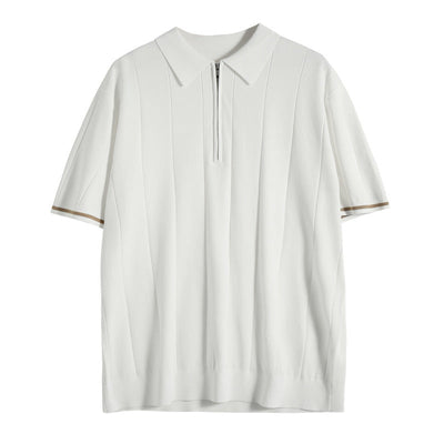 Striped Half-Zip Polo