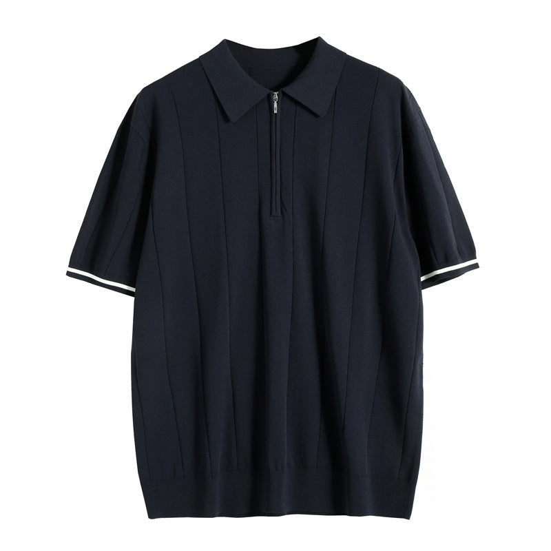 Striped Half-Zip Polo