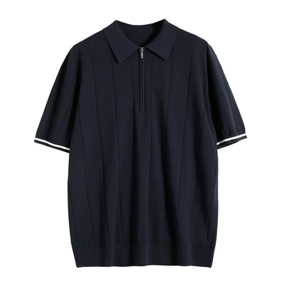 Striped Half-Zip Polo